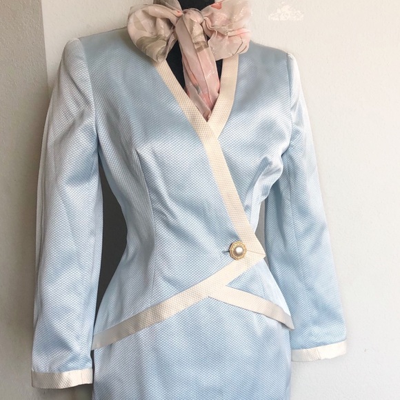 Bob Mackie couture stunning satin baby blue set - Picture 8 of 16